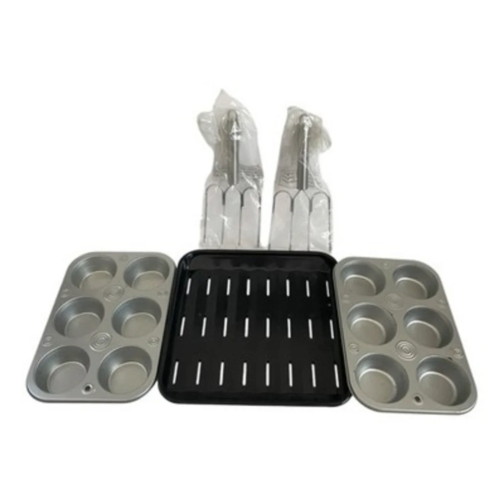 Toaster Oven Accessory Bundle Broiler Pan 2 Mini Muffin Tins Meat 2 Forks New